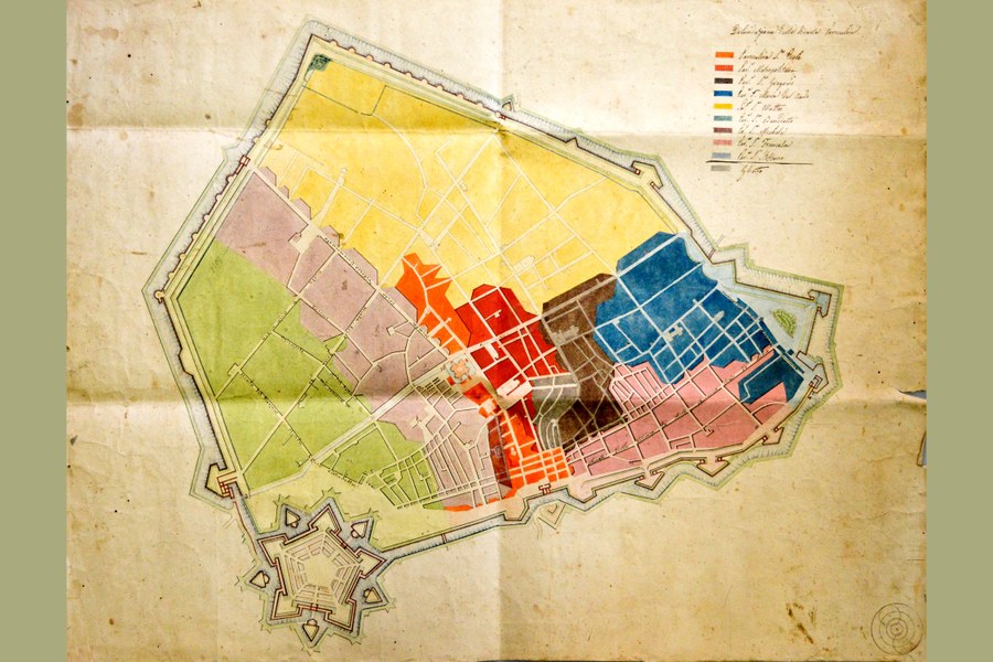 Archivio storico del Comune di Ferrara: sezione Cartografia antica (b. 9 - fasc. 3 - Pianta delle parrocchie di Ferrara nel secolo XVIII)