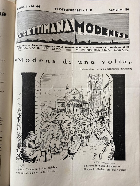 La Settimana modenese, Inaugurazione del mercato Albinelli, vignetta Mario Molinari