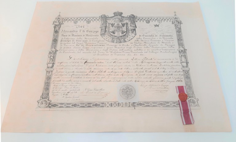 Archivio Carlo Venturini, Diploma di Commendatore dell'Ordine Nobile della Redenzione