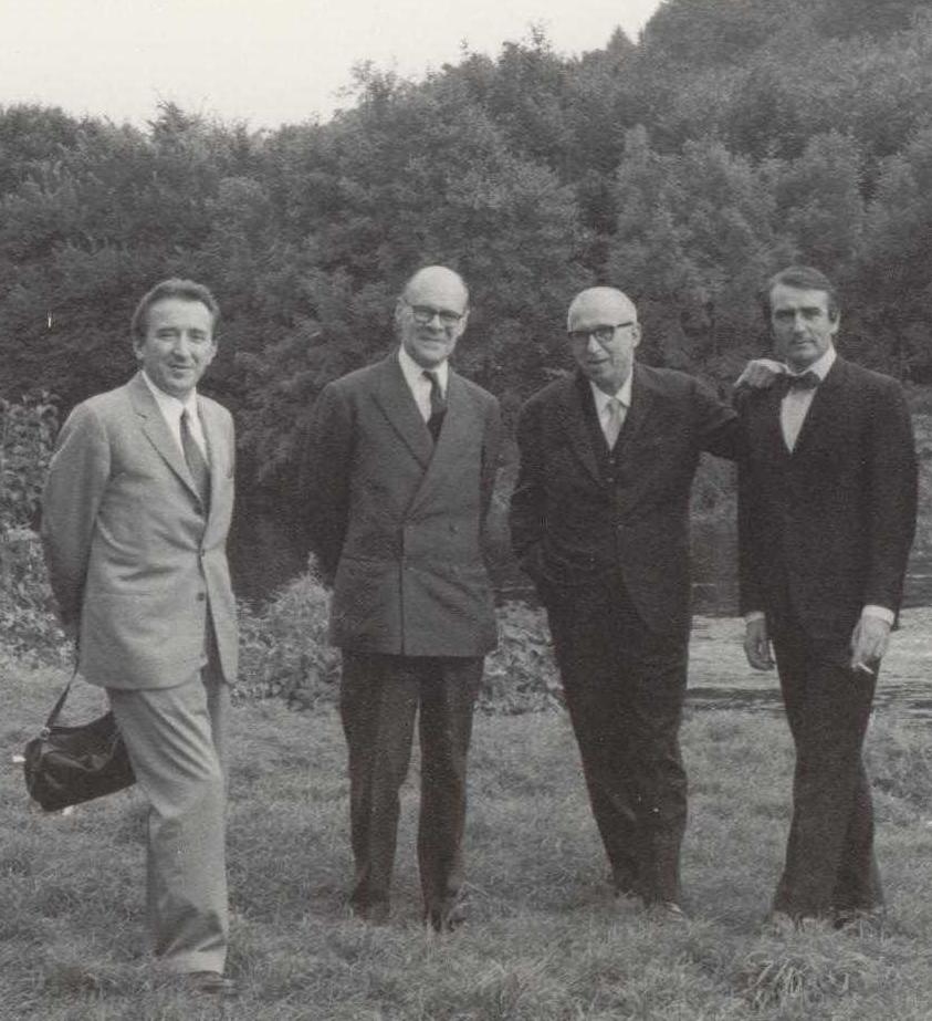 Da sinistra: Andrea Emiliani, Denis Mahon, Cesare Gnudi ed Eugenio Riccòmini, [1970] 