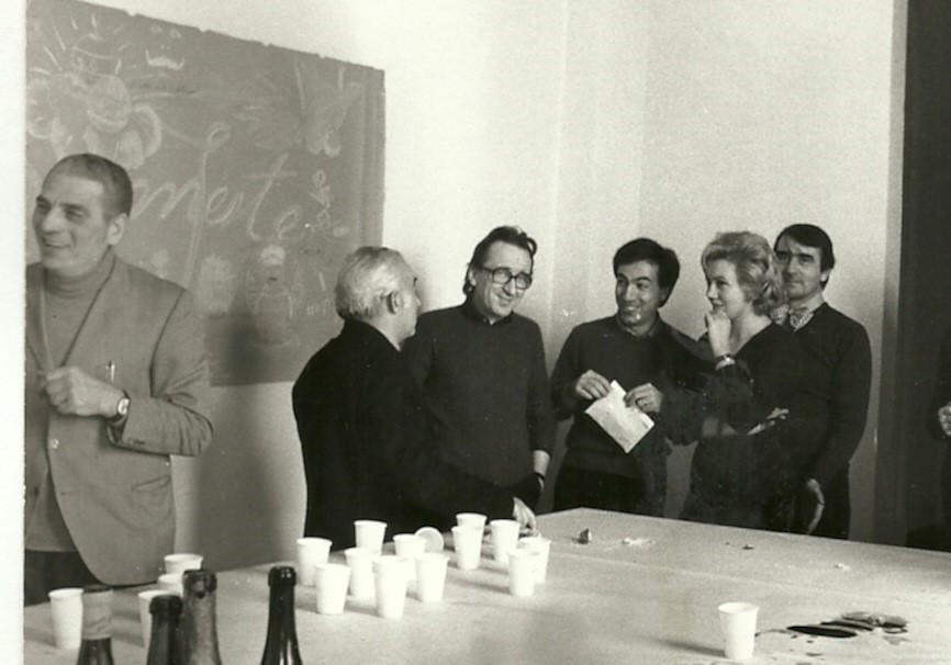 Andrea Emiliani con, da destra, Cesare Gnudi, Orlando Piraccini, Jadranka Bentini, Eugenio Riccomini, 1975
