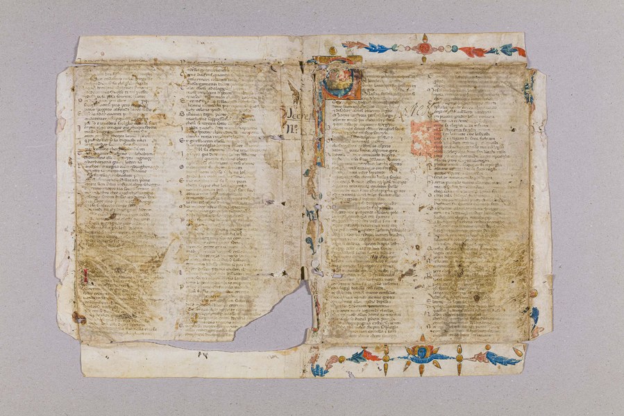 Forlì, Biblioteca Civica “A. Saffi”, MS. 17, Commedia (sec. XV), frammento. Foto di Luca Bacciocchi