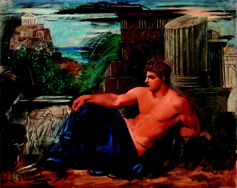 Achille Funi, Riposo di Apollo, primi anni ’30 Olio su tela, cm 161 x 200,5 Collezione Ovidio Jacorossi