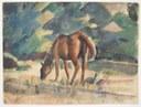 Enzo Morelli, Paesaggio con cavallo 1930 acquerello su carta 25,5 x 33,5 cm Courtesy Museo Civico delle Cappuccine Bagnacavallo
