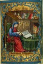 Modena, Biblioteca Estense Universitaria, Ms. Ital. 960, Commedia (Creta, 1409); da notare la miniatura a piena pagina (sec. XVIII?), dettaglio. Foto di Luca Bacciocchi