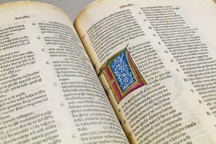 Forlì, Biblioteca Aurelio Saffi, Commedia, col commento di Iacopo della Lana, Ed. Vindelino da Spira, (Venezia 1477), dettaglio. Foto di Luca Bacciocchi