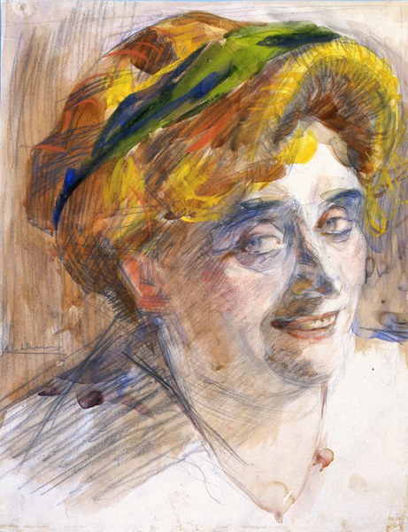 Umberto-Boccioni, Ritratto della Signora Maffi,1910, acquerello e matita su carta,  Galleria dello Scudo Verona