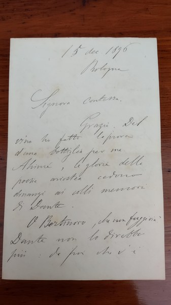 Lettera di Giosue Carducci, 1896