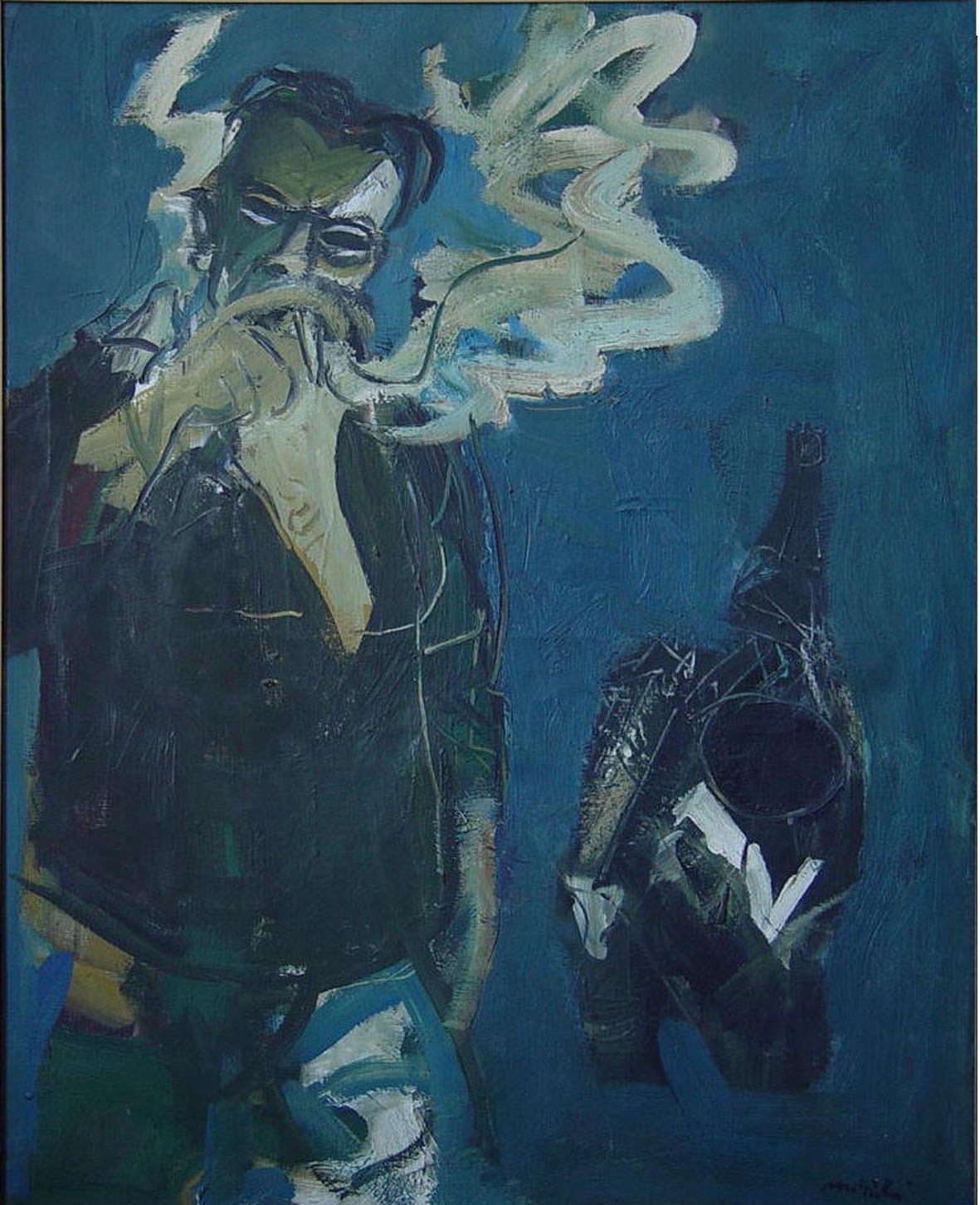 Carlo Mattioli, 1963, Ritratto di Guttuso, olio su tela, cm 98 x 79