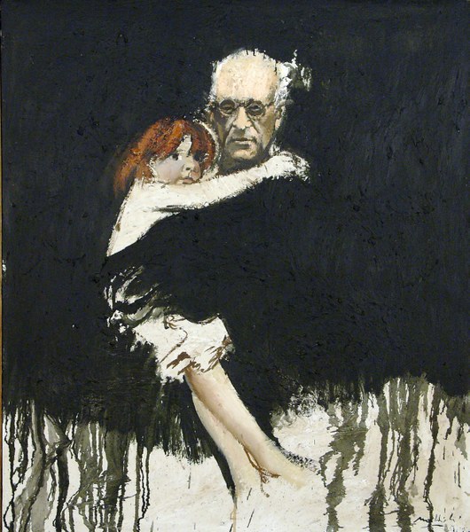 Carlo Mattioli, 1982, Autoritratto con Anna, olio su tela, cm 80 x 70