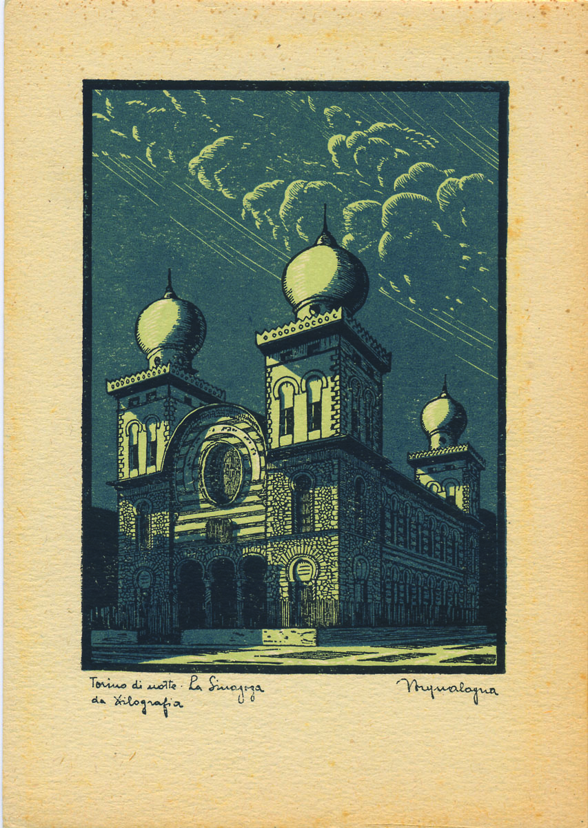 Il Tempio israelitico di Torino Italia, luglio 1929, Xilografia, 39,5 x 29 cm, Torino, Archivio Ebraico Terracini 