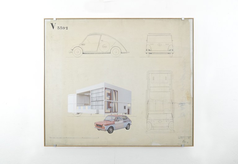 Cristian Chironi,Car project V3392  Fiat 127 Special (Camaleonte) - Esprit Nouveau Pavilion , fotografia e collage1