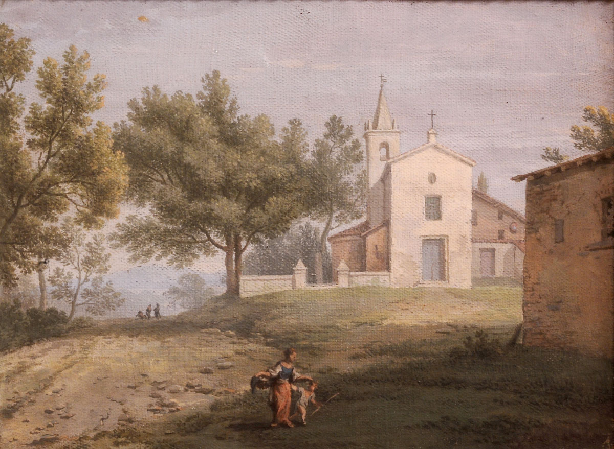 Giacomo Savini (Bologna, 1768 – ivi. 1842) Paesaggio (con chiesa) Olio su tela Bologna, Museo Davia Bargellini