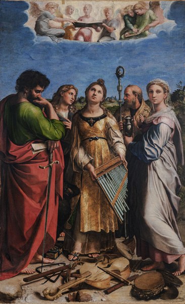 Raffaello, Estasi di Santa Cecilia, pannello trasferito su tela, Bologna, Pinacoteca Nazionale, c. 1515