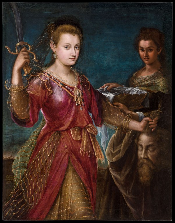 Lavinia Fontana Bologna, 1552 – Roma, 1614 Giuditta con la testa di Oloferne 1600 circa olio su tela 196 × 143 cm con cornice Bologna, Fondazione Opera Pia Davia Bargellini