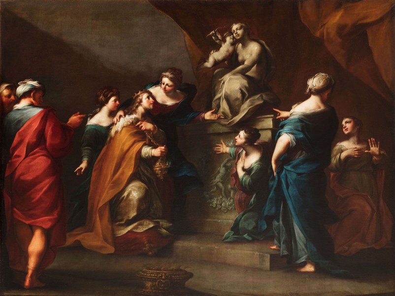 Giuseppe Marchesi detto Sansone (Bologna, 1699-1771) Salomone incensa gli idoli, 1720-1725 Olio su tela  Bologna, collezione privata