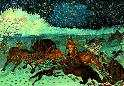 Ligabue: Traversata della Siberia, 1958, olio su tela, 100x143