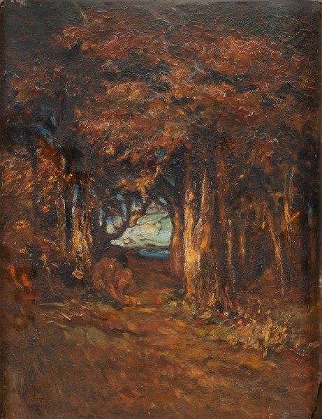 Mario De Maria, Bosco, 1912, olio su tavola, 38x30 cm, Collezione privata