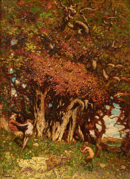 Mario De Maria, Il meriggio di un fauno (Sinfonia bionda), 1909, olio su cartone, 50x37 cm, Museo Ottocento Bologna