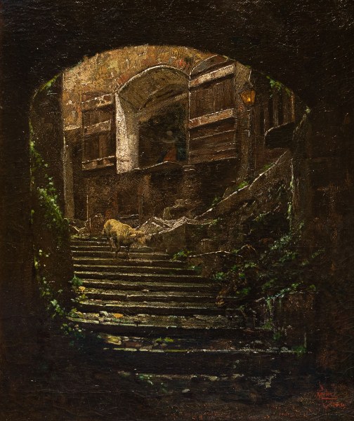 Mario De Maria, Una strada a Subiaco, 1892, olio su tela, 67x57 cm