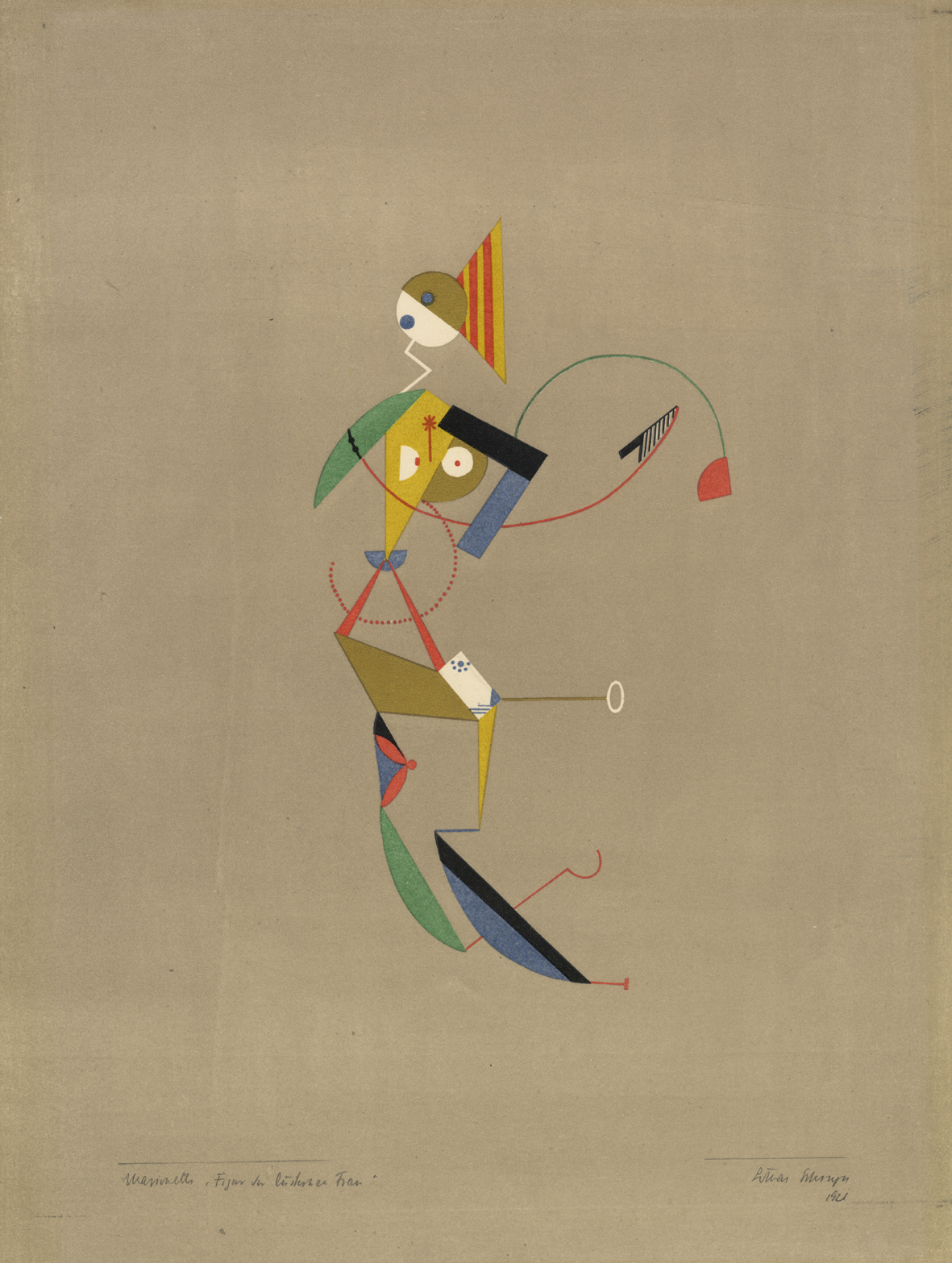 Lothar Schreyer, Figura di donna lussuriosa , 1923 Figura per l'opera teatrale di marionette "Geburt" ("La Nascita"), 1918 Litografia; 39,4 x 29,8 cm. Collezione di studi teatrali, Università di Colonia