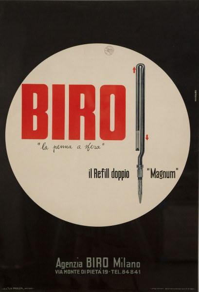 Bruno Munari, Biro la penna a sfera, circa 1950, stampa litografica su carta