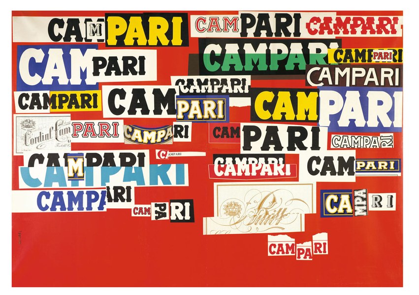 Bruno Munari, Declinazione grafica del nome Campari, 1964, stampa litografica a colori