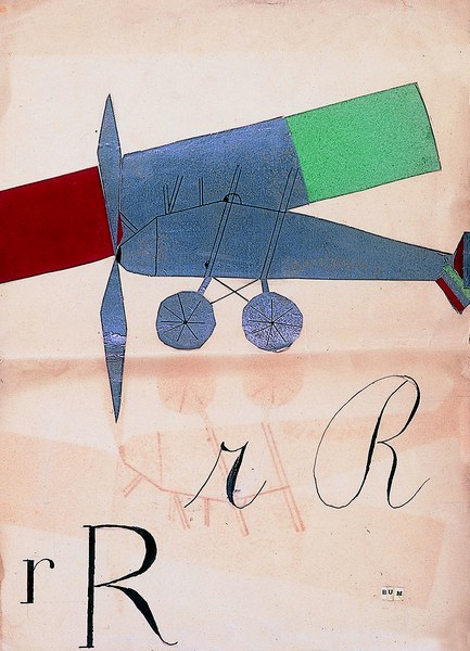 Bruno Munari, rRrR rumore di aeroplano, circa 1927, inchiostro e collage su carta