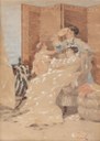 Luigi Busi, Le gioie materne, s.d., acquerello su carta, 26 x 36 cm
