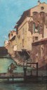 Raffaele Faccioli, Le concerie di via Capo di Lucca, s.d., olio su tela, 126 x 68 cm.