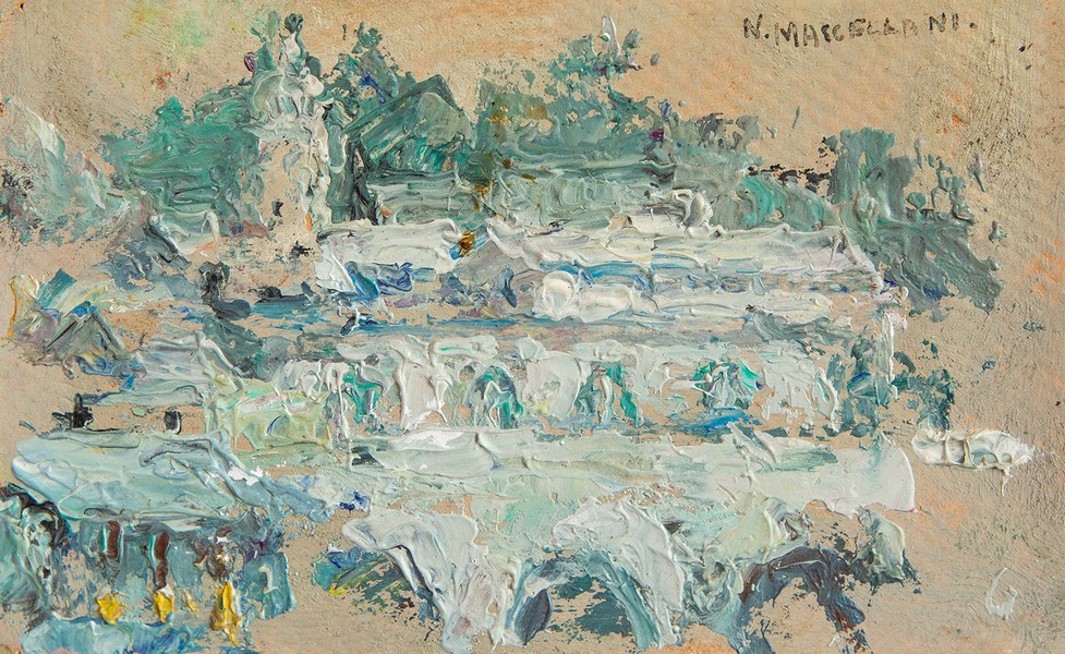 Camogli, Abbazia di San Fruttuoso, s.d, olio su tavola, 10 x 16 cm 