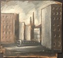 Mario Sironi, Paesaggio urbano, 1938, olio su tavola, cm 37,5x35,5, collezione privata