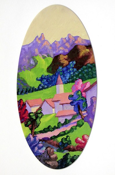 Salvo, Paesaggio, 1981, olio su tavola, cm 35x18, collezione privata