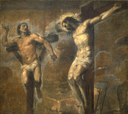 Tiziano (Pieve di Cadore, 1488/1490 - Venezia, 27 agosto 1576) e aiuti Gesù e il buon ladrone 1536 circa  Tela, 135.5 x 149. 5 cm. Bologna, Pinacoteca Nazionale, coll. Zambeccari
