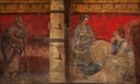 Filosofo con Macedonia e Persia. Boscoreale, Villa di Fannio Sinistore, oecus (H), parete ovest affresco, cm 240 x 345, 1 secolo a.C. - II stile