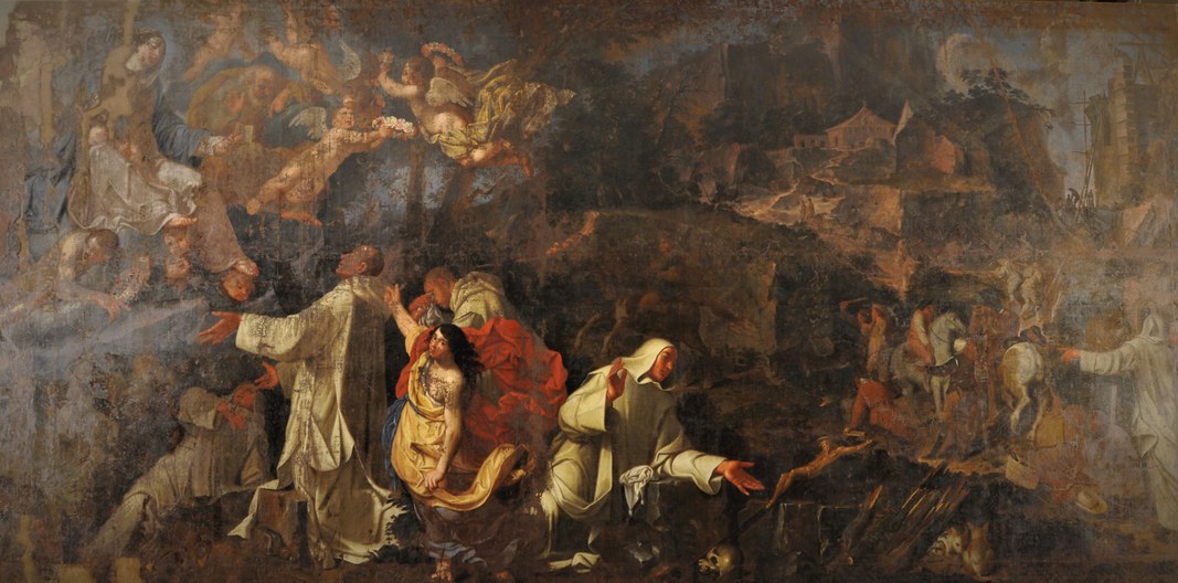 Giuseppe Avanzi, L’apparizione della Beata Vergine e San Pietro ai compagni di San Brunone, prima del restauro