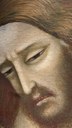 Giuliano da Rimini, Testa di Cristo, 1320 c., tempera su tavola, deposito della Fondazione Cassa Risparmio di Rimini al Museo della Città, inv. 650 PQ, particolare