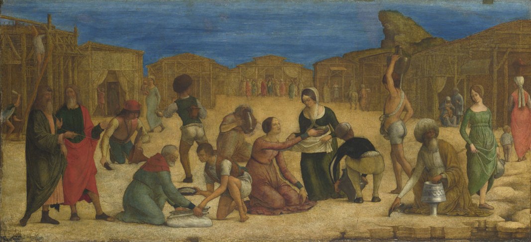 Ercole de’ Roberti: La raccolta della manna, 1493-96 Tempera su tavola, cm 28,9 x 63,5 Londra, National Gallery