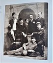 Archivio fotografico e collezione storica Romano Rosati: Carlo Grolli, Gruppo di amici fotografati nello studio di borgo Bondiola, albumina, 1895 ca.