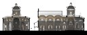 Sezione trasversale e longitudinale della chiesa di San Nicolò. Sovrapposizione del modello BIM alla nuvola di punti Modellazione 3D dell’Università di Padova, DICEA