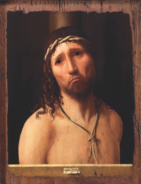 Antonello da Messina (Messina, fra il 1425 e il 1430 - 1479), Ecce Homo o Cristo alla colonna, olio su tavola, Collegio Alberoni, Piacenza 