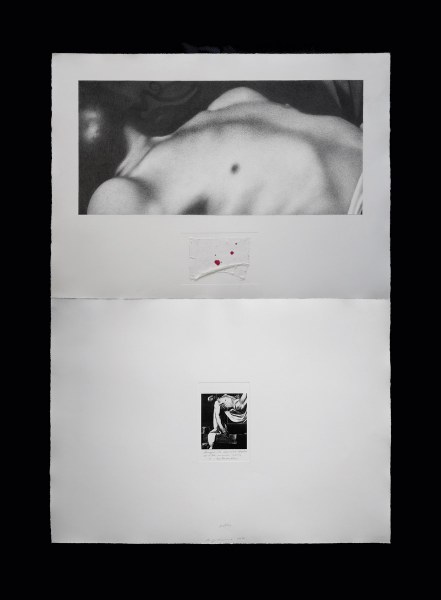 Omar Galliani, Pathos, 1977, matita su carta e collage, 156x107 cm. Ph. Luca Trascinelli