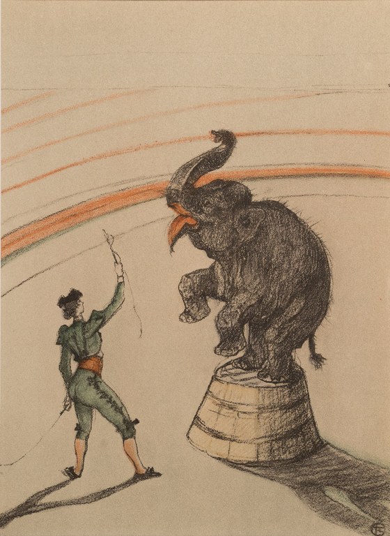 HENRI DE TOULOUSE-LAUTREC Il Circo – Elefante in libertà Litografia – Ed. 1905 Parigi (Francia)