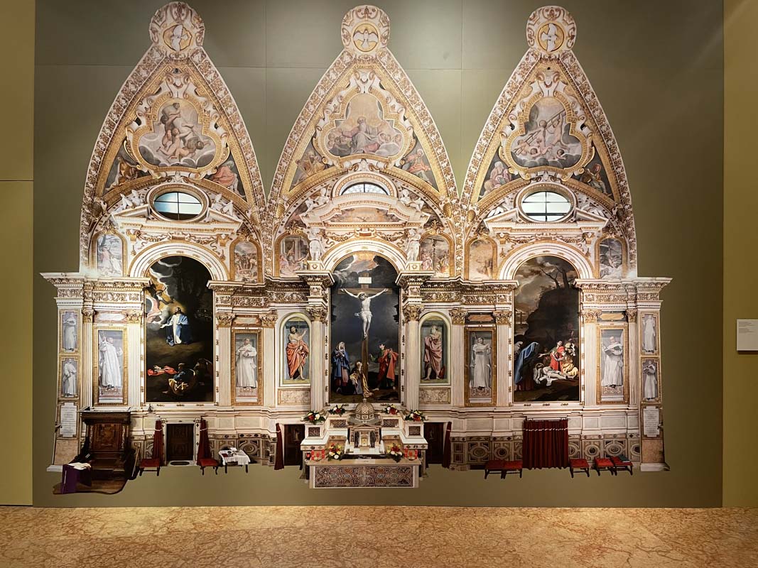 Ricostruzione visiva della cappella maggiore della Chiesa di San Girolamo, allestimento