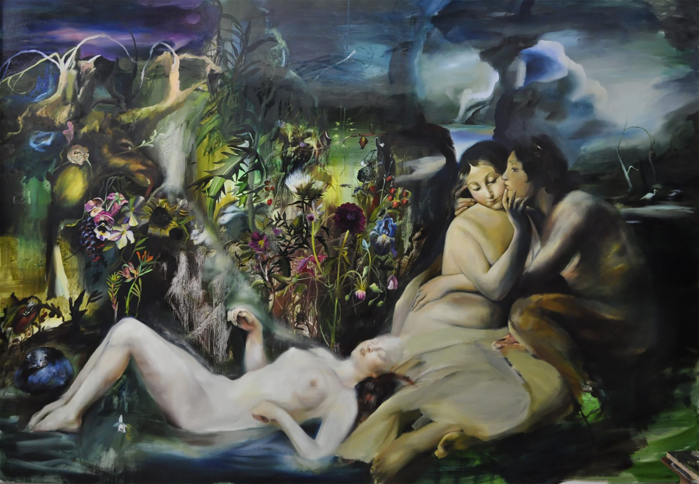 Chiara Calore, Amore e Psiche, Olio su tela, 200x300 cm, 2025 