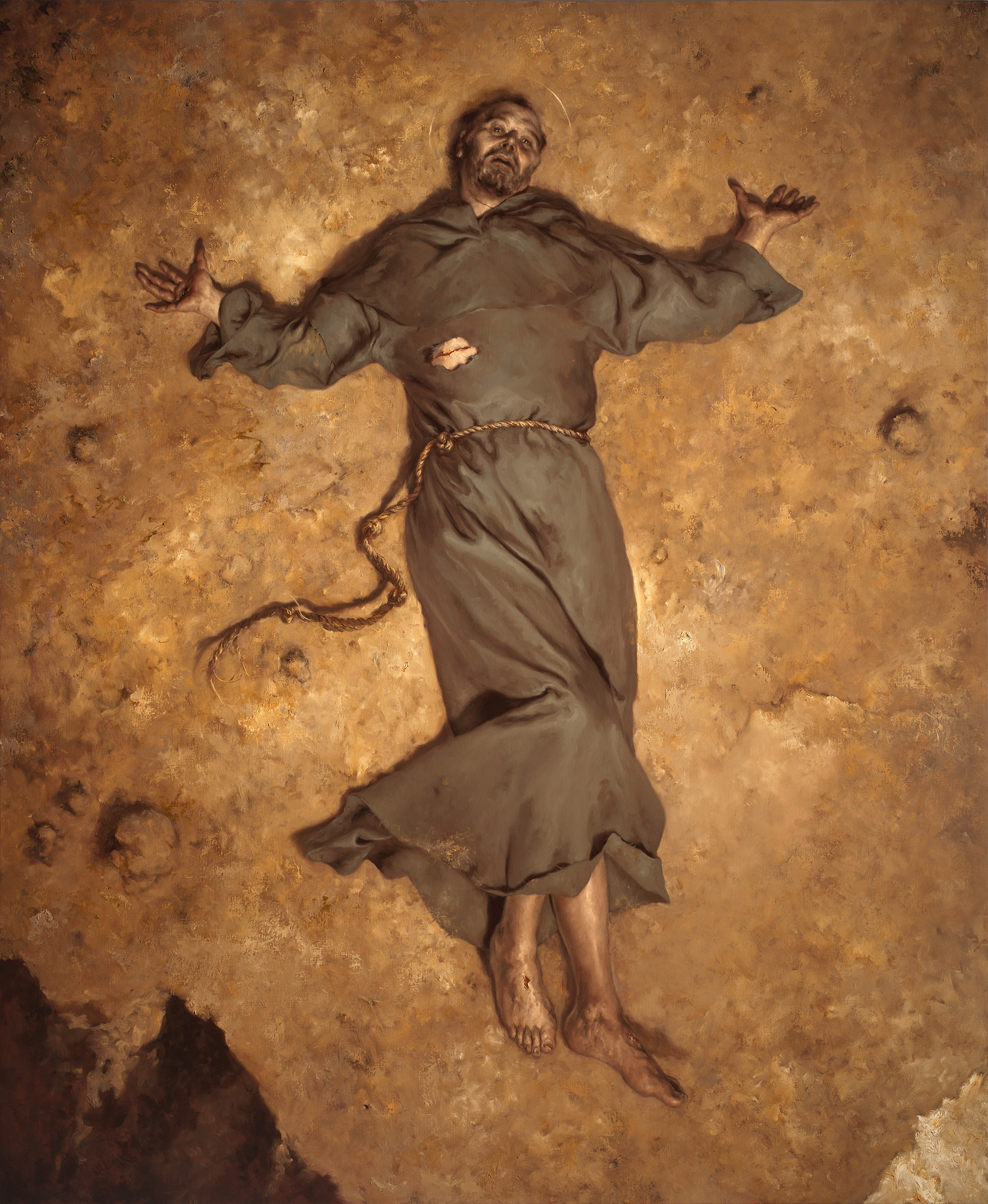 - Giovanni Gasparro, Impressione delle Sacre Stimmate sul corpo di san Francesco d’Assisi, Olio su tela, 200x165 cm, 2023