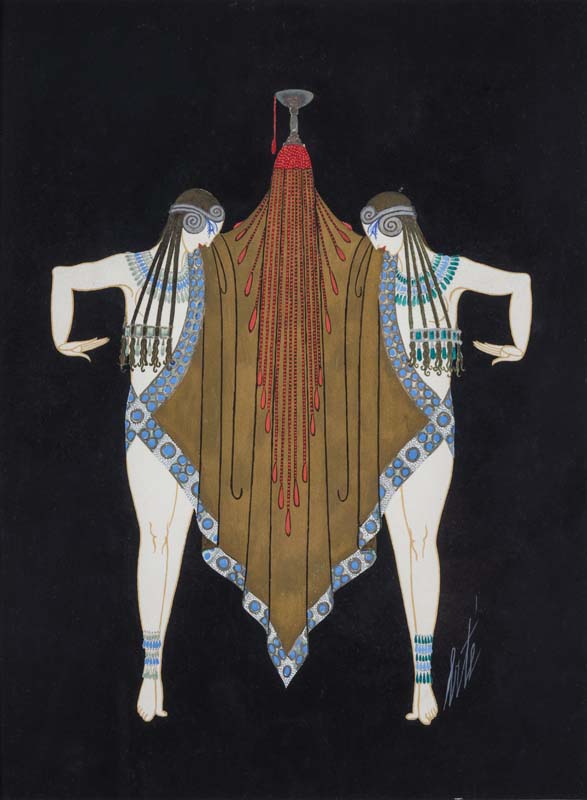 Erté - Romain de Tirtoff (1892-1990), Gruppo che avanza davanti a Salomé, progetto per "Bacchanale", 1927, tempera su carta