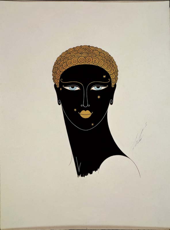 4.	Erté - Romain de Tirtoff (1892-1990), Testa di manichino per Pierre Imans in "La Reine de Saba", 1927, tempera su carta, cm 38,5 x 28,2, Collezione Franco Maria Ricci, Labirinto della Masone, Fontanellato (Pr), © Chalk & Vermilion LLC / SIAE.