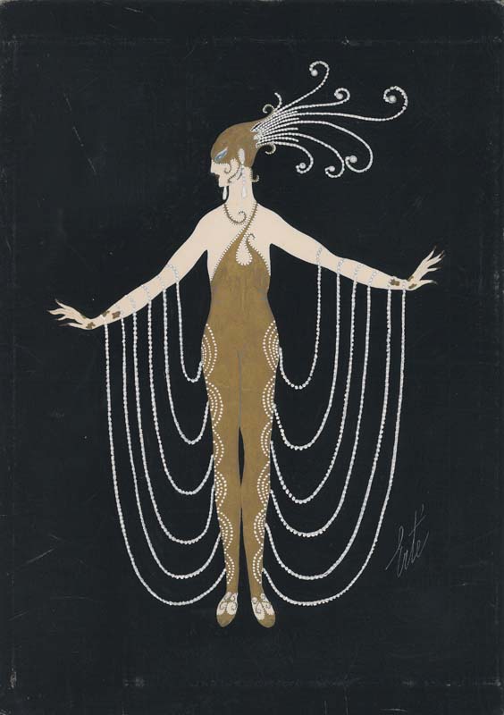 Erté - Romain de Tirtoff (1892-1990), Le Génie Lumineux de la Lampe d’Aladin, “Mille et Deuxième Nuit de Bagdad”, L’Orient Merveilleux, 1917, Tempera su carta