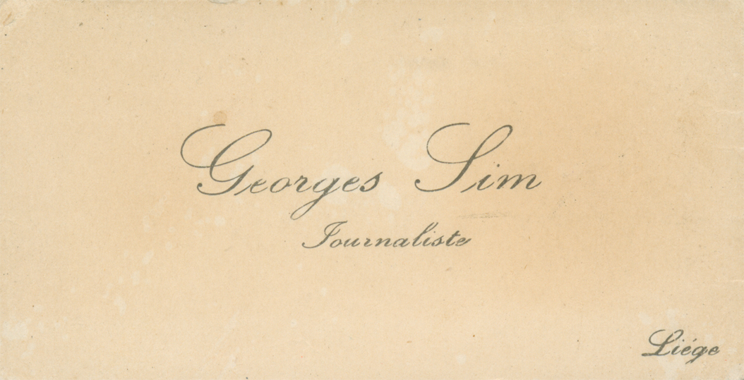 (Tessera dell’Associazione Giornalisti della stampa liegese, 15 luglio 1922, Collection Fonds Georges Simenon – Université de Liège)